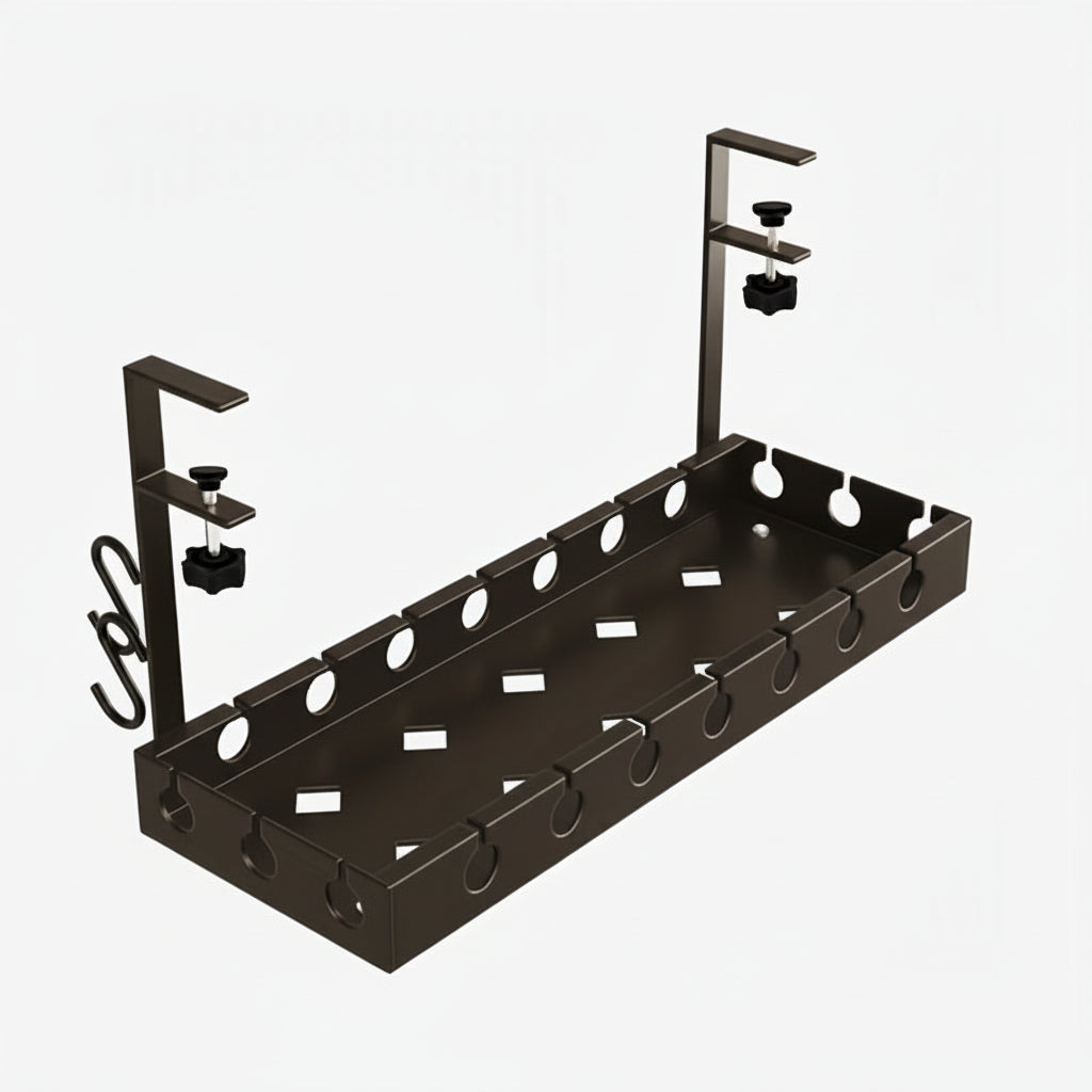 Organisateur de câbles anti-enchevêtrement pour sous le bureau avec sangle réglable et clips