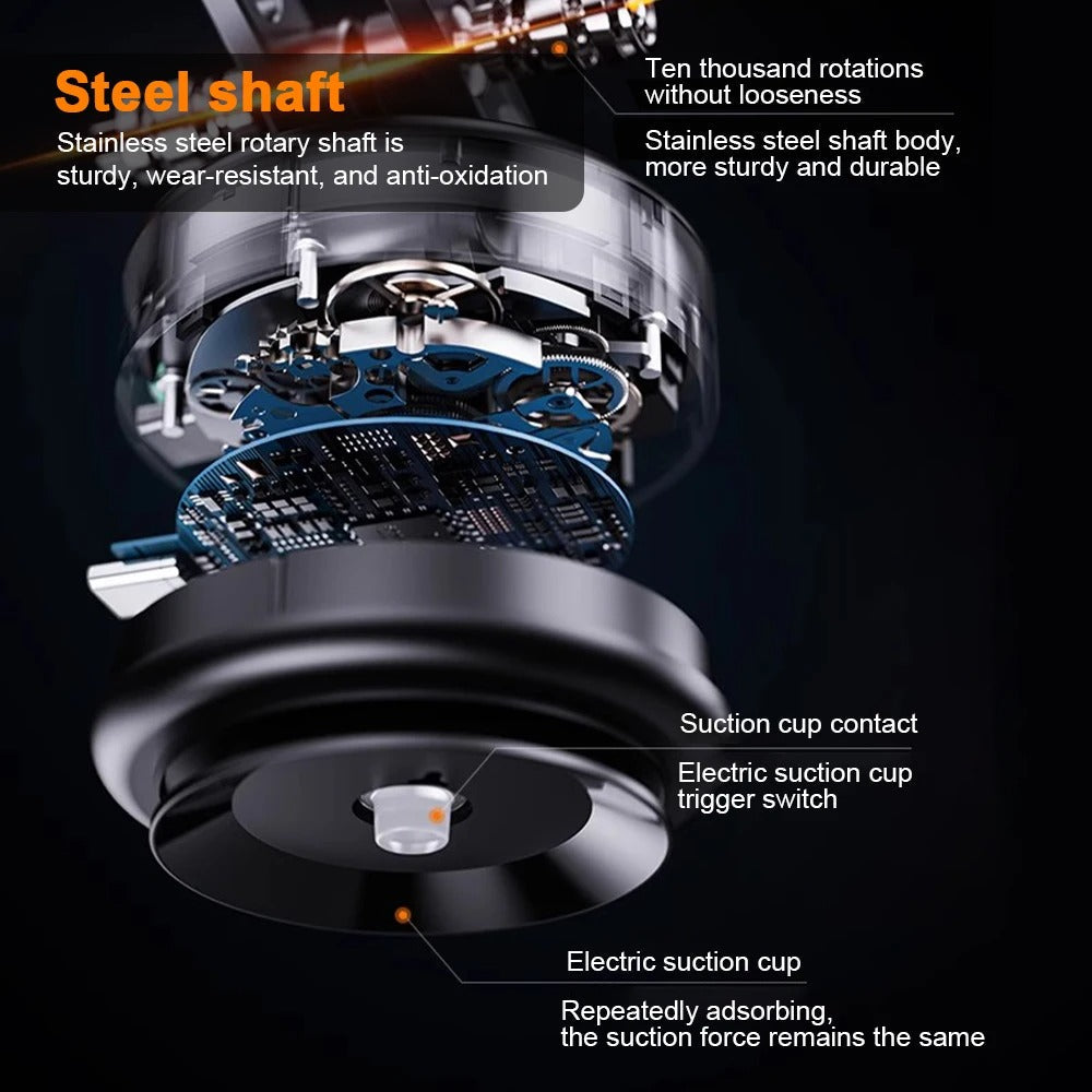 AeroGrip Magnetic Car Phone Holder With 360-Degree Mount And Vacuum Base