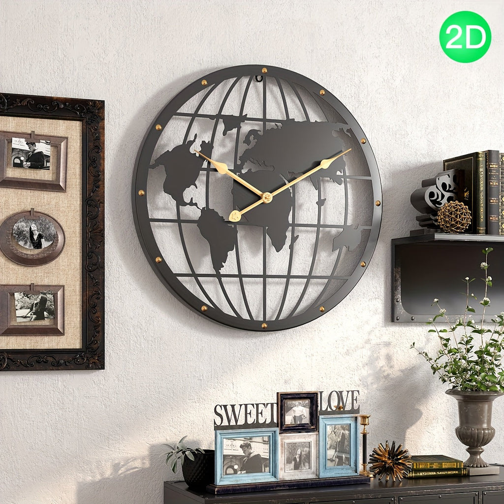 Ceas decorativ Ironluxe 40 cm din metal pentru perete 2D, model ajurat, pentru casă