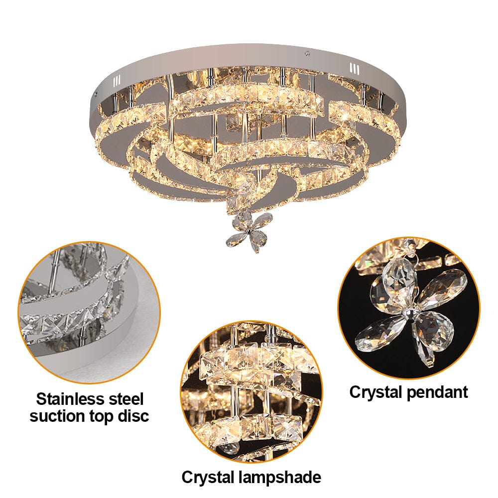 Lámpara de techo Lyriel Crystal Cascade con cristales en niveles