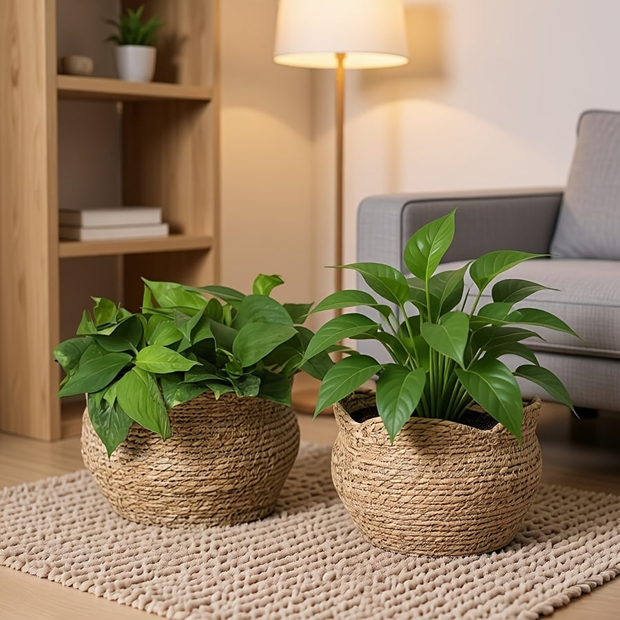 Rattankruka Handvävd Planterare för Naturlig Boho- och Skandinavisk Inredning