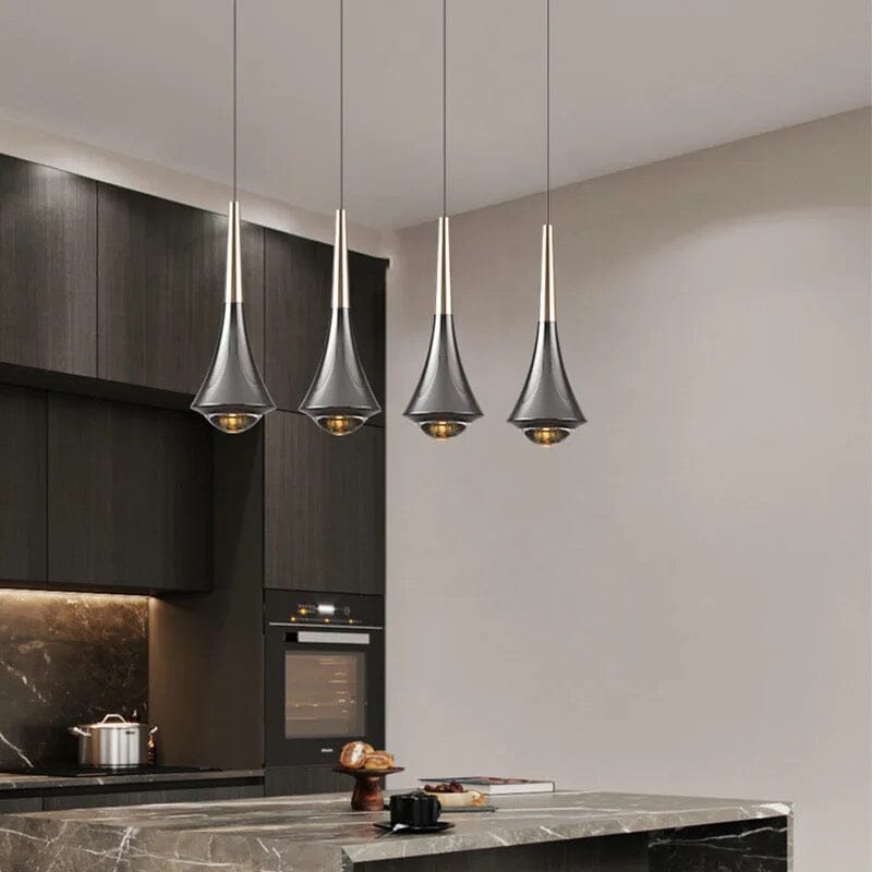Elara glazen druppel LED hanglamp met heldere kap