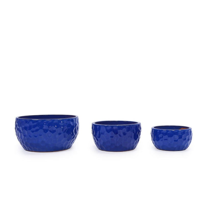 Cobalthaven Vintage Handmade Ceramic Planter Set for Indoor Use