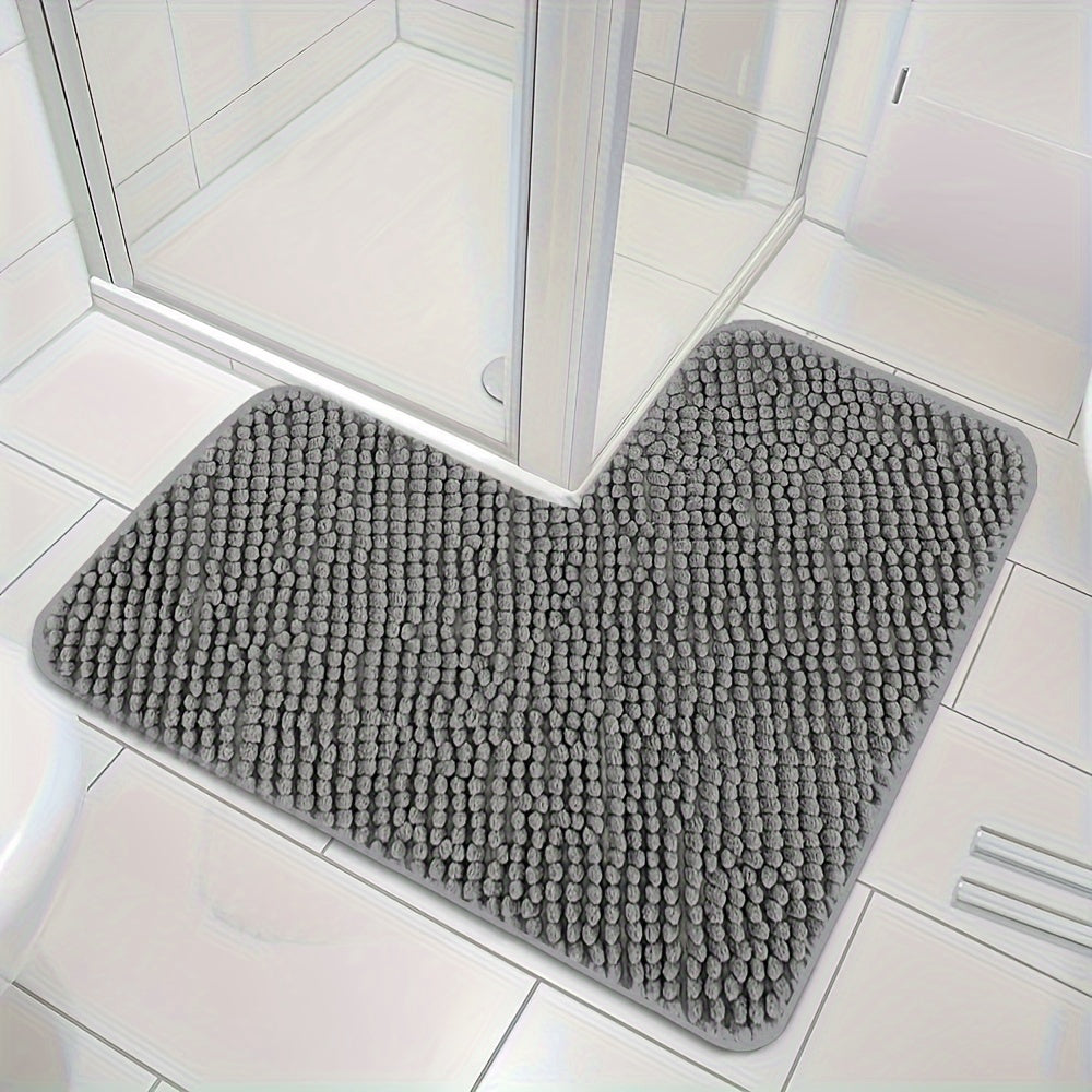 Tappetino da bagno a forma di L Lunava per spazi angolari, antiscivolo, morbido, 40x40x80 cm