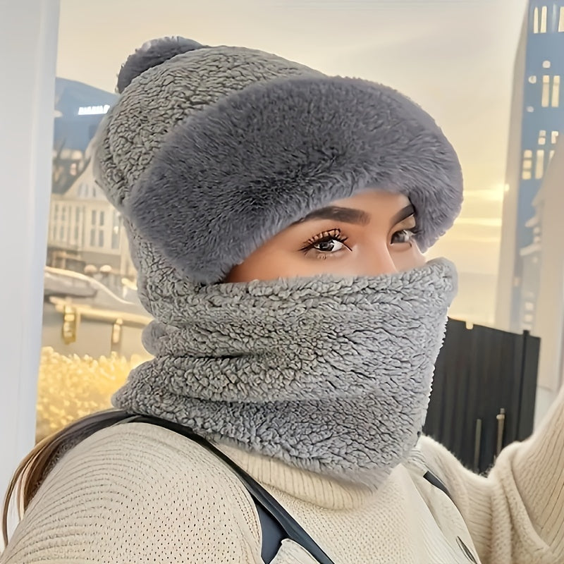 ChillGuard vindtæt vinterhue og halstørklædesæt med blødt fleecefor