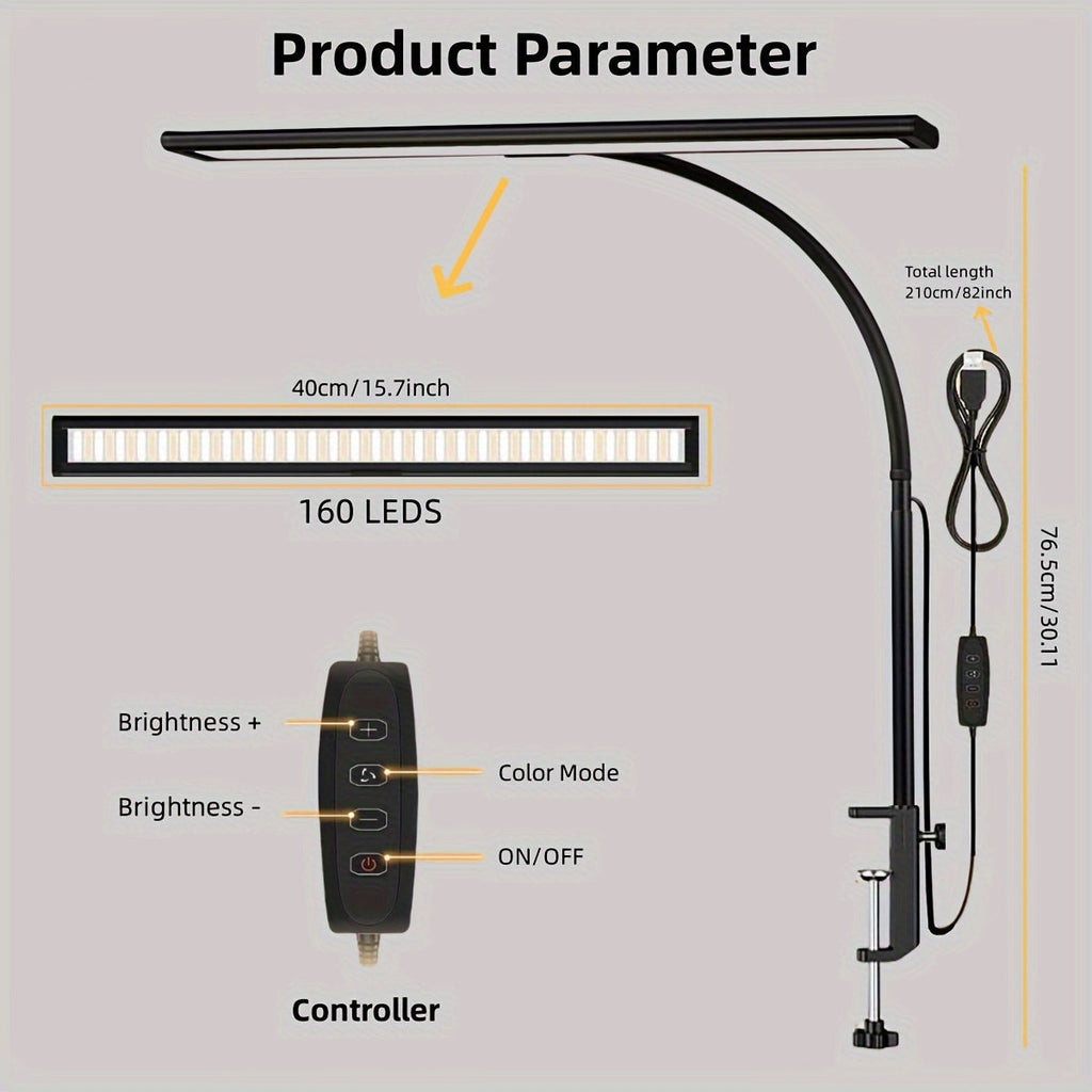 Widelux Clip On skrivebordslampe til bred LED-belysning til hjemmet