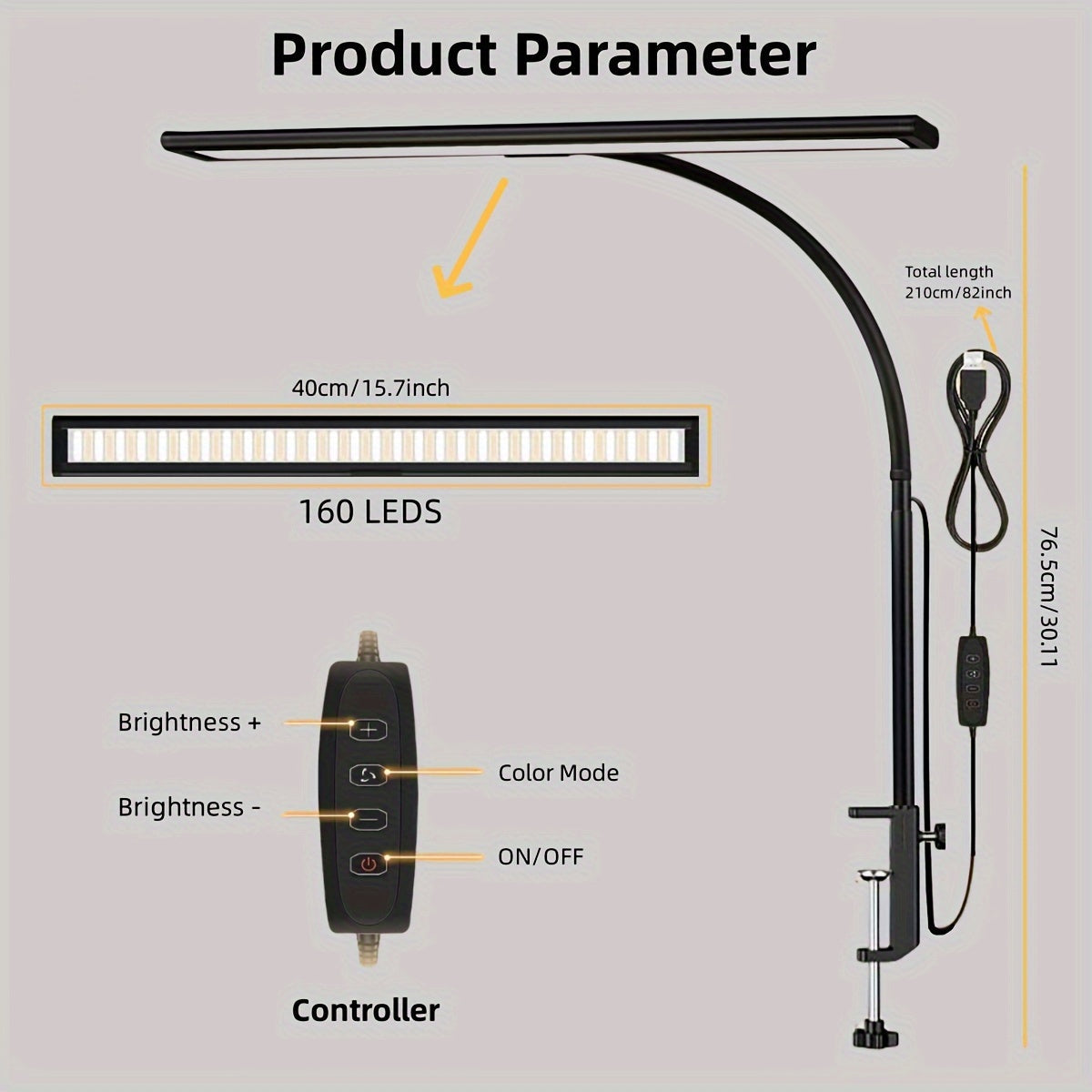 Widelux Clip On skrivebordslampe til bred LED-belysning til hjemmet