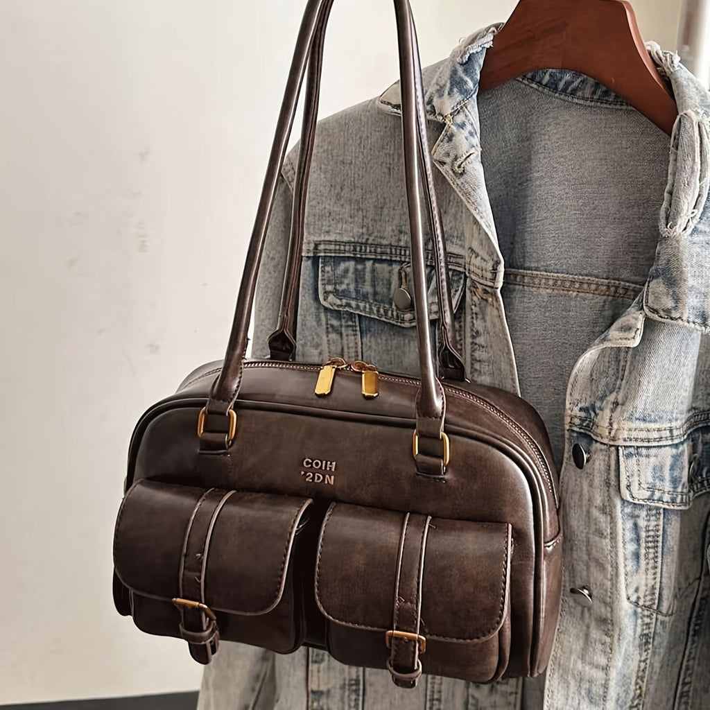 Travelina PU Shoulder Bag With Multiple Pockets And Chain Strap