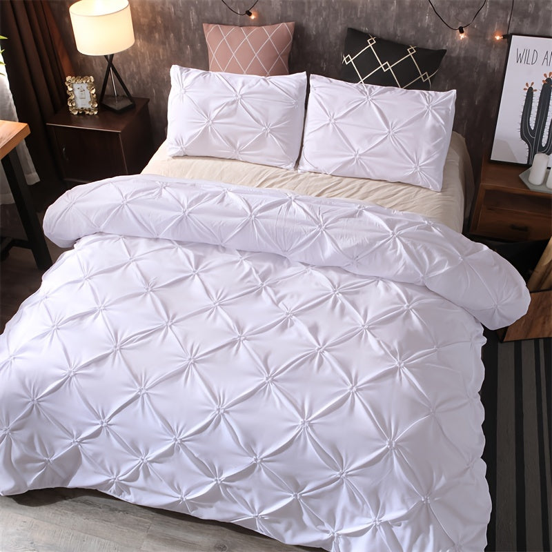 Softplea Pleated Comfort Duvet Cover Set 3 Piece Bedding