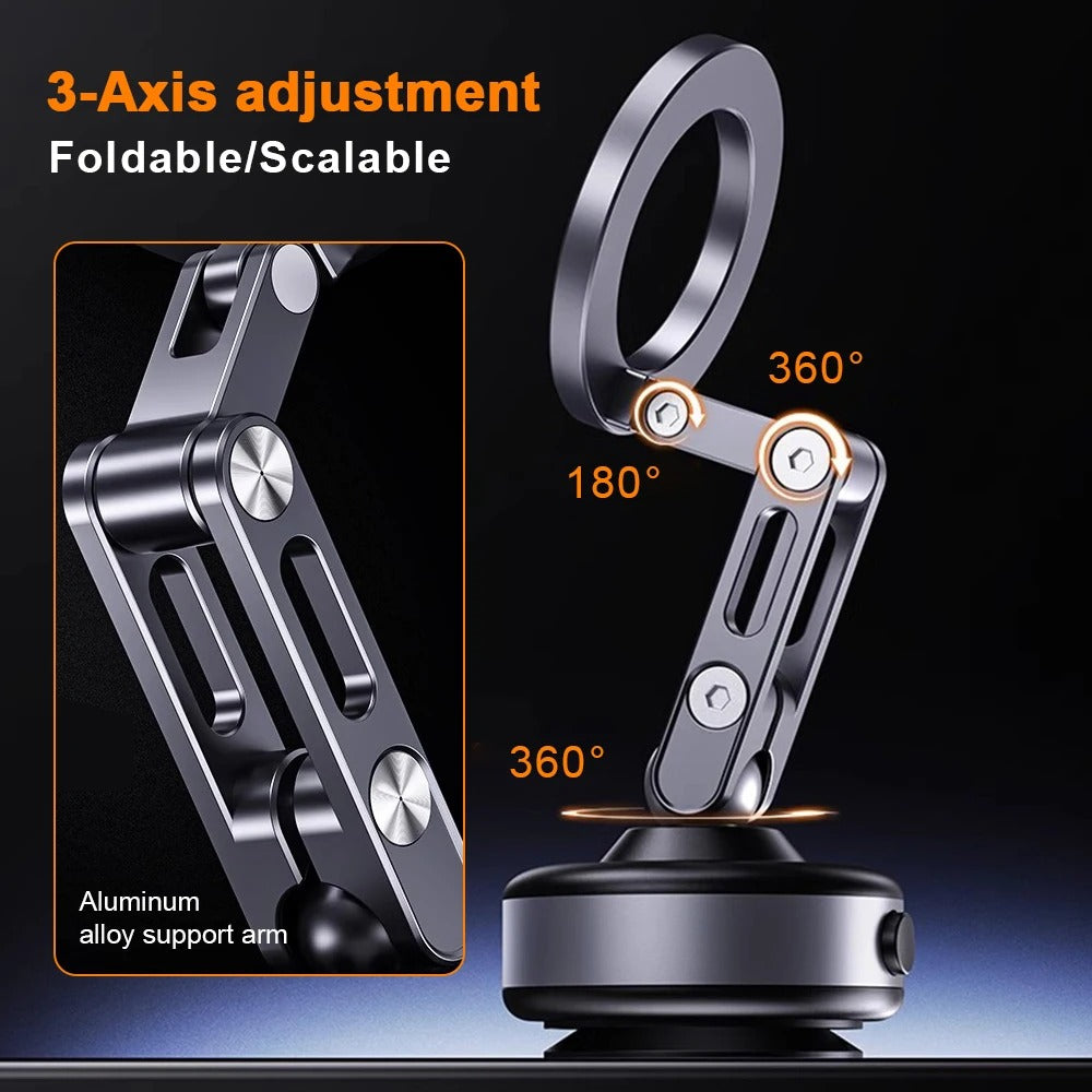 AeroGrip Magnetic Car Phone Holder With 360-Degree Mount And Vacuum Base
