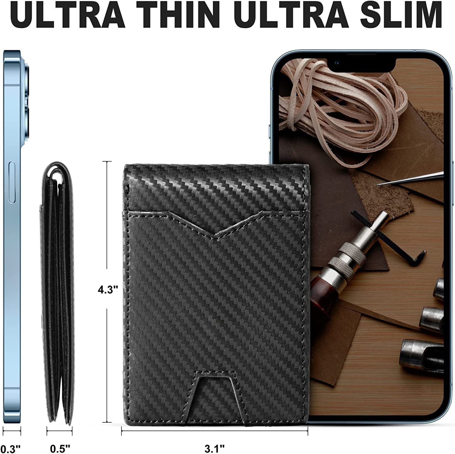 Men’s Slim RFID Wallet | Leather Card Holder | Black