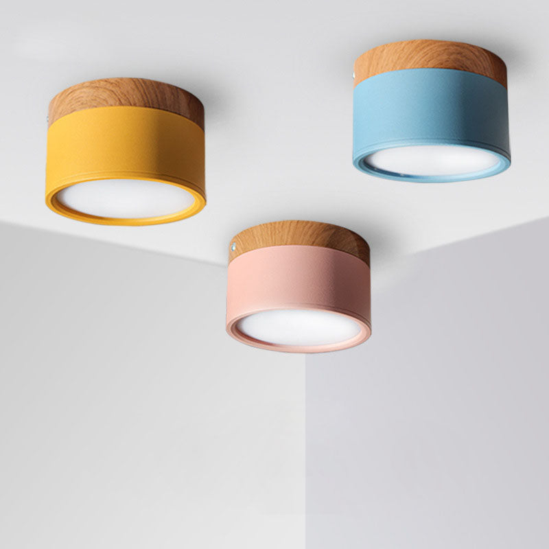 Ming LED Macaron Downlight, 12W, træstrukturfinish, tre farver dæmpbar til veranda