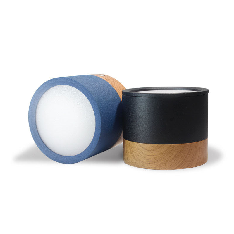 Ming LED Macaron Downlight, 12W, træstrukturfinish, tre farver dæmpbar til veranda
