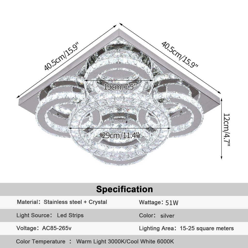 Aurora Five Ring Crystal Chandelier With Remote Control LED