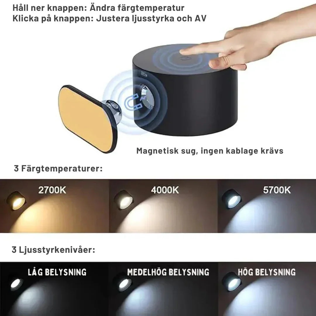 NordicLuma Bezdrátové nástěnné světlo s dálkovým ovládáním pro moderní interiéry