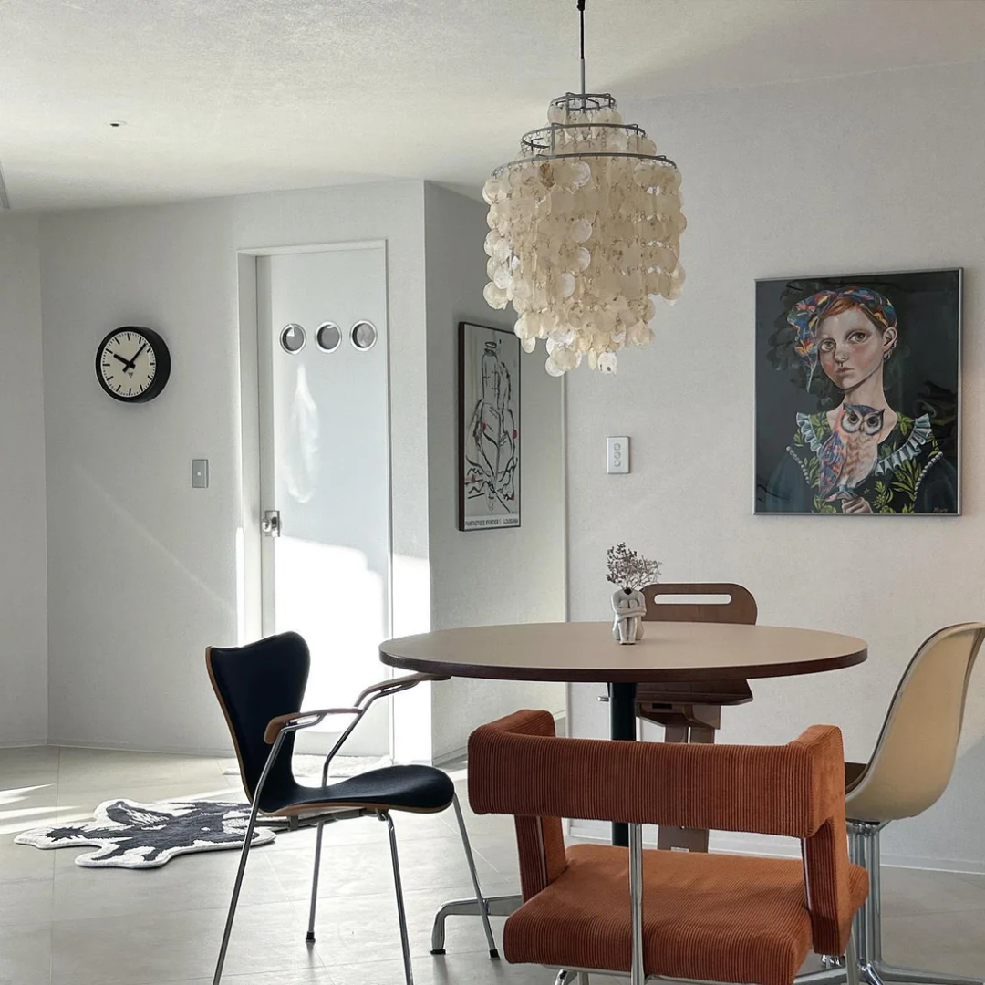 Lumi Muschel-Pendelleuchte für Esszimmer mit vintage Glanz