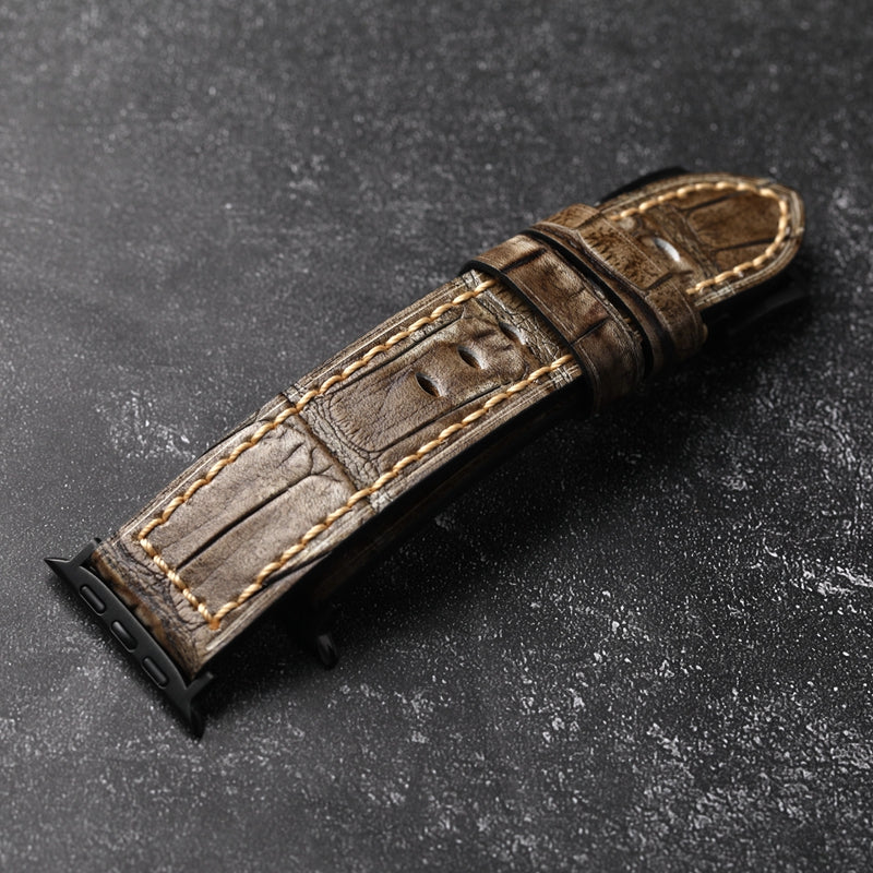 Pulseira para Smartwatch em Couro Top Grain Texturizado de Bambu Premium | Apple Watch