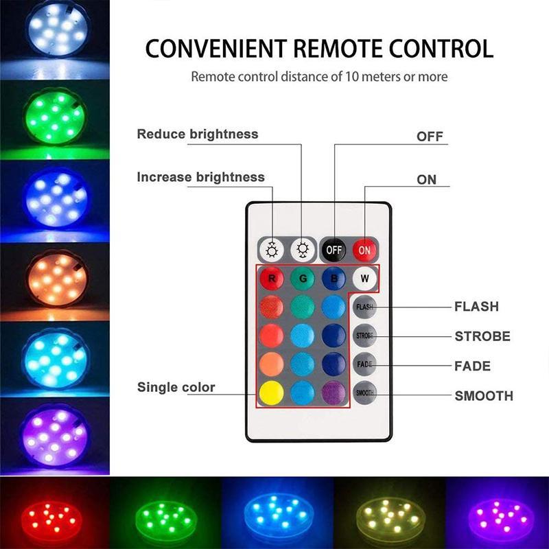 Remote-Controlled LED Light For Pools With Waterproof Magnetic Suction For Outdoor Use