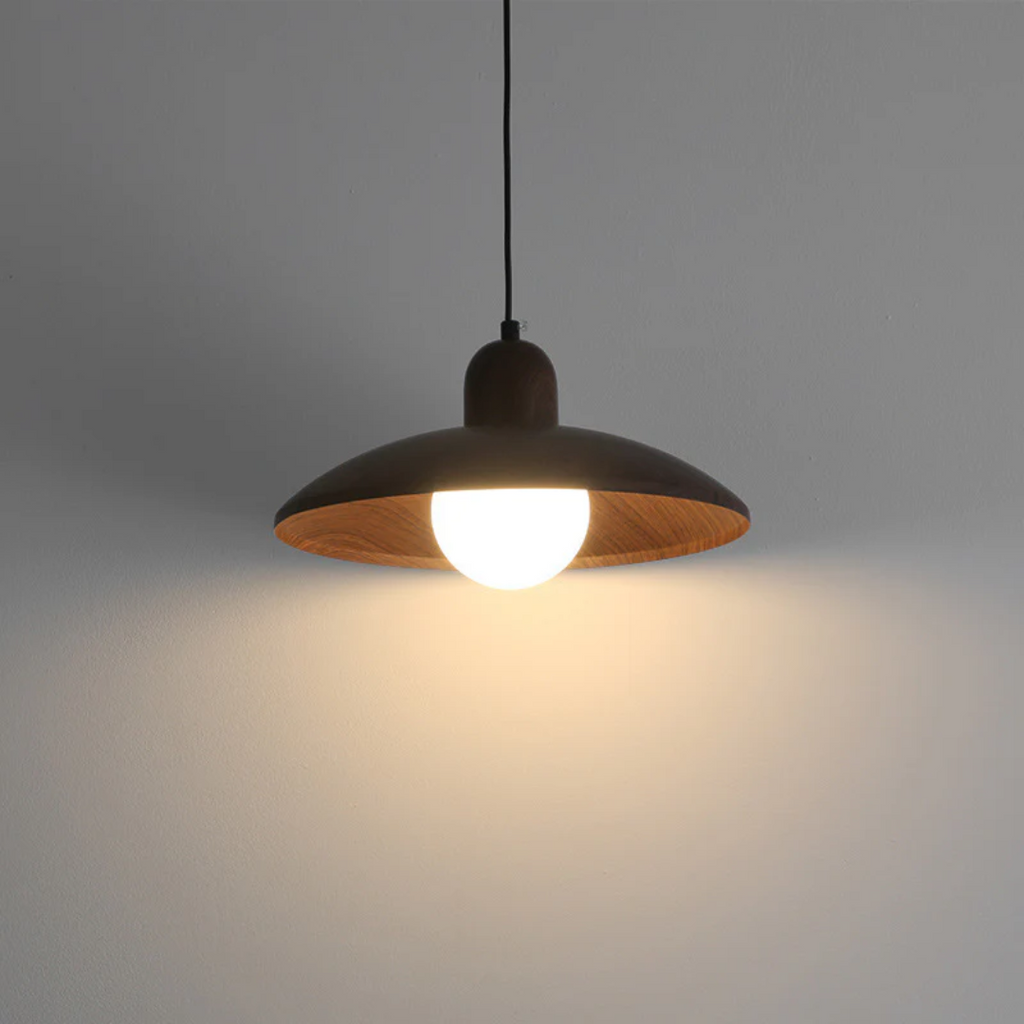 NobleWood Pendelleuchte aus Walnussholz im Wabi-Sabi-Stil für Wohnzimmer