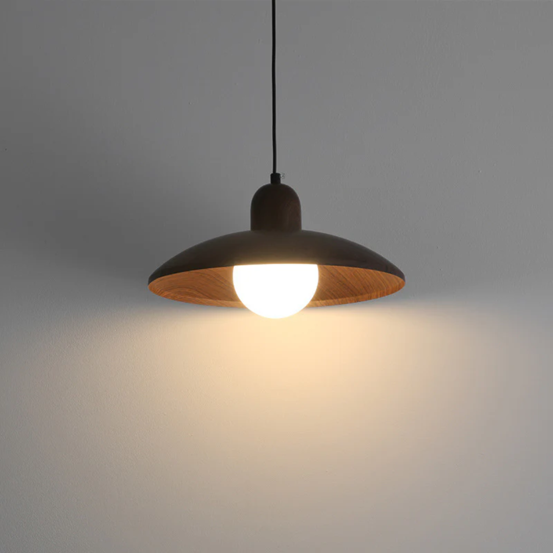 NobleWood Pendelleuchte aus Walnussholz im Wabi-Sabi-Stil für Wohnzimmer