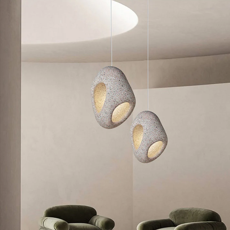 Lampada a Sospensione da Soffitto LED Artigianale Nova Wabi Sabi per Sala da Pranzo