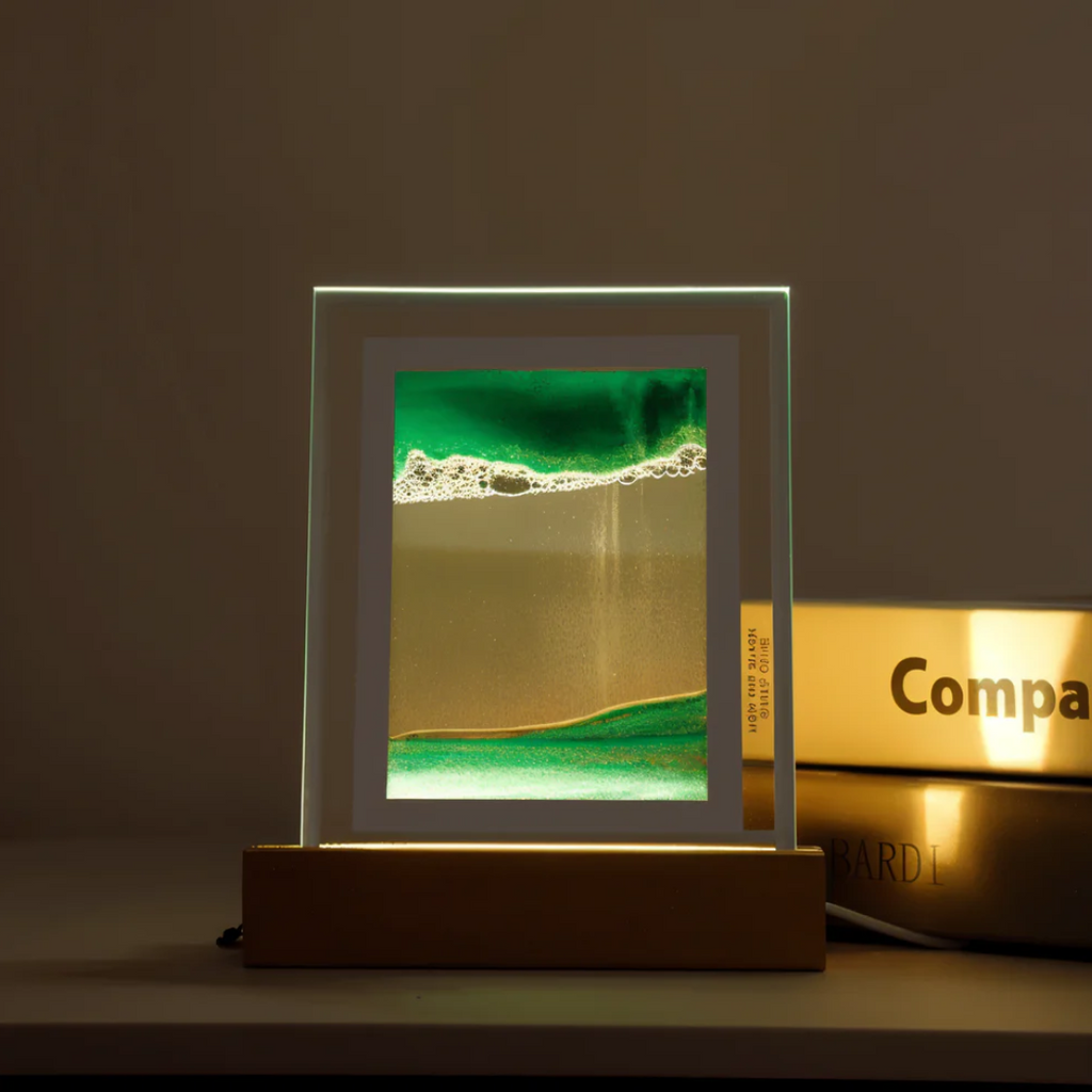 Lámpara de Mesa LED NovaFlow con Movimiento de Arena Movediza Para Ambiente Calmado