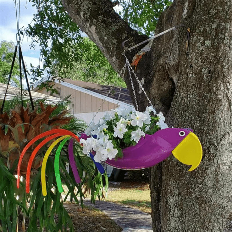 Colorful Chicken Design Hanging Plant Bowl For Gardeners