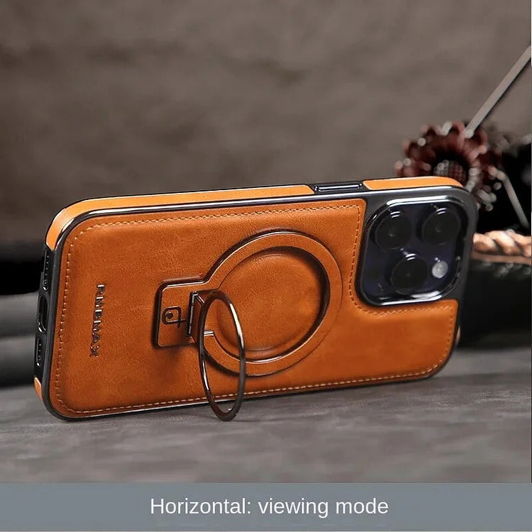 Pouzdro LuxeLeather na iPhone s kovovým stojánkem pro každodenní použití