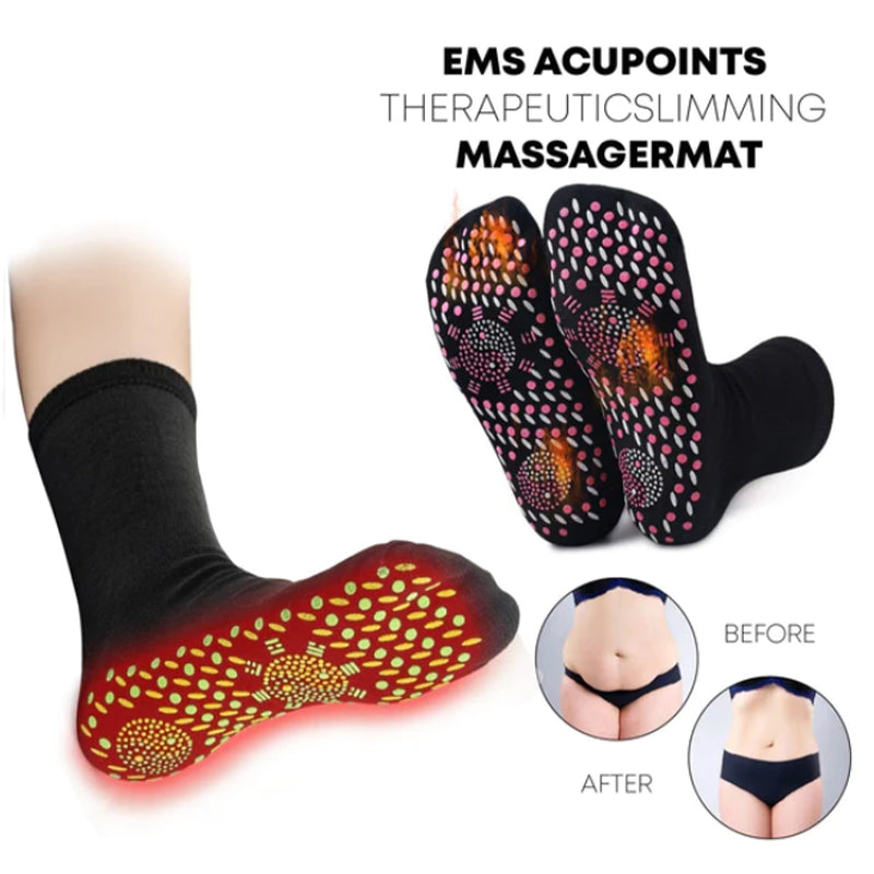 Tourmaline Heated Socks With Acupressure For Fitness