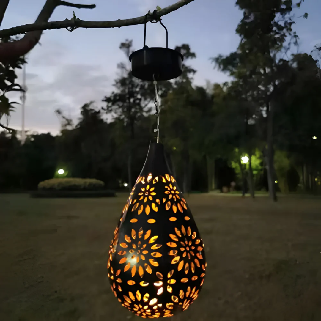 AstraLux Noir solcelledrevet havelampe i sort rustfrit stål med LED
