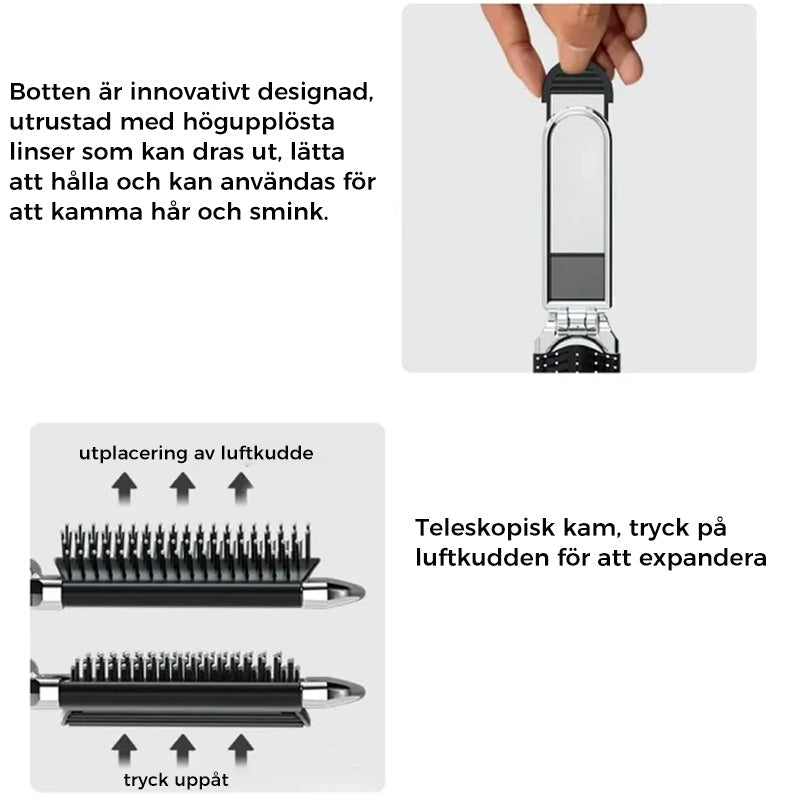 Spazzola per Capelli da Viaggio MirrorFlex con Specchio Pieghevole, Compatta per Styling in Movimento