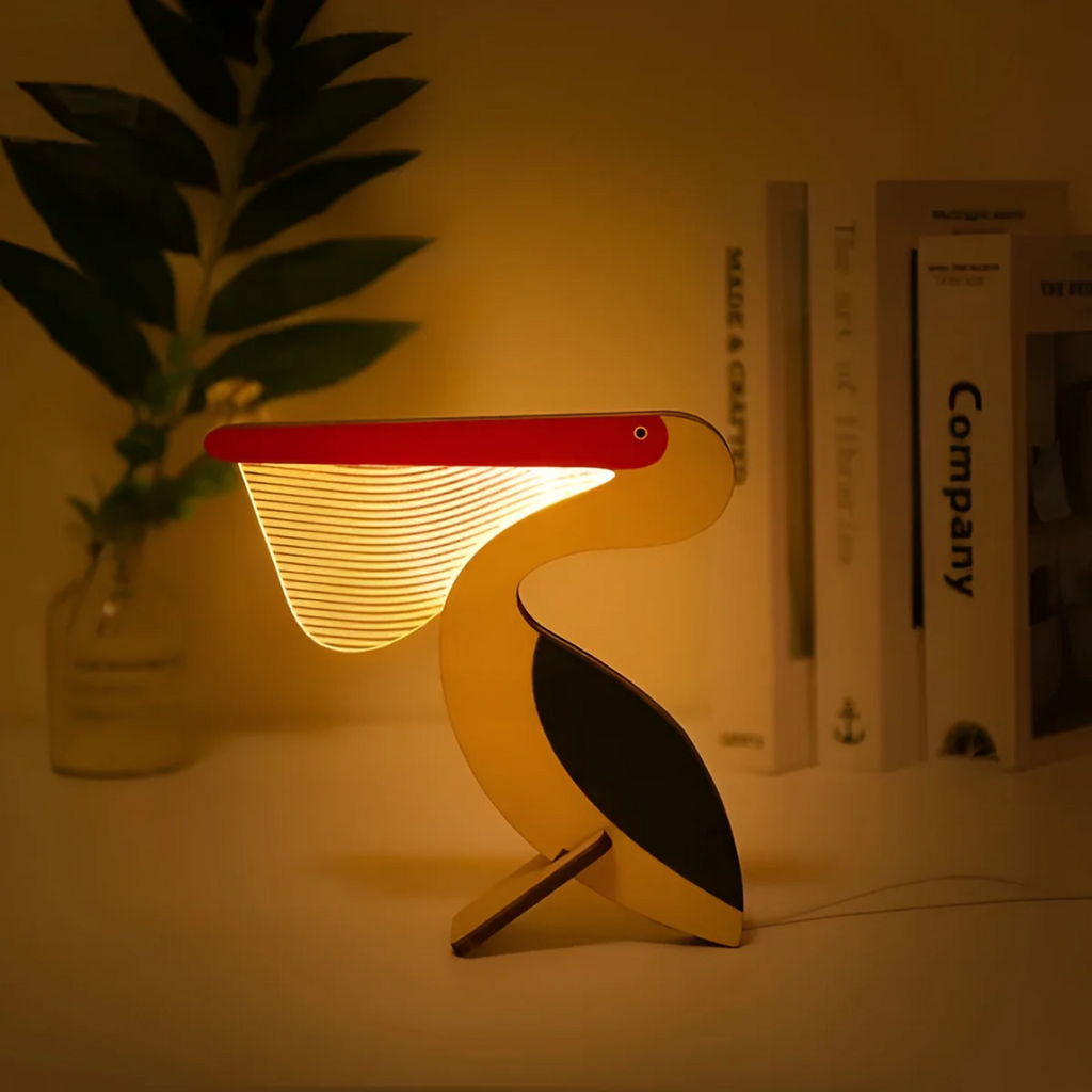 LumaCrest puu- ja akryylinen LED-yövalo makuuhuoneeseen
