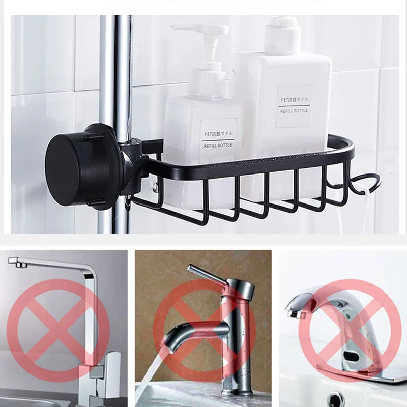 Stainless Aluminium Shower Holder In Silver Or Black No Drilling