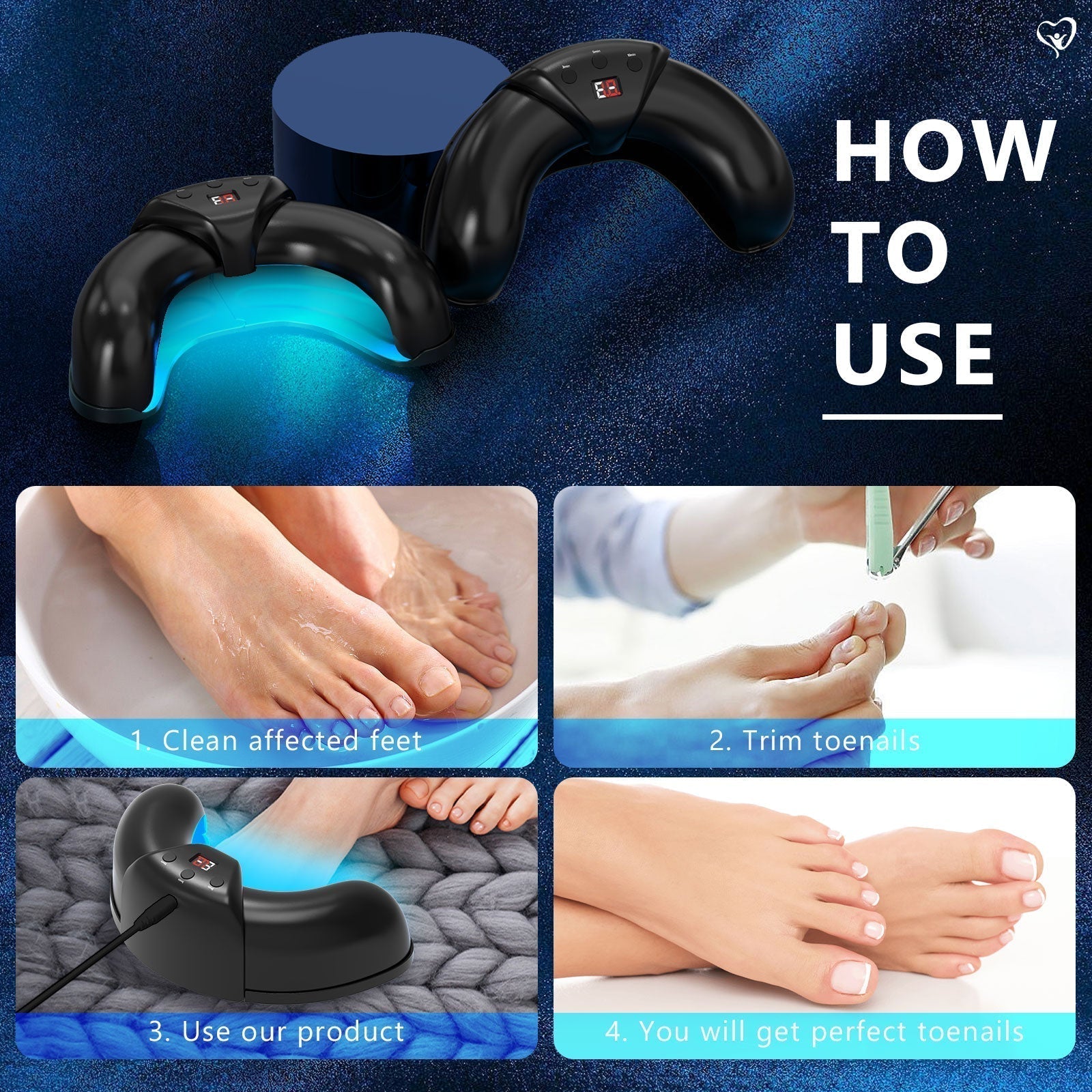 Multi Nail LED Light Therapy Device For Toenail Care