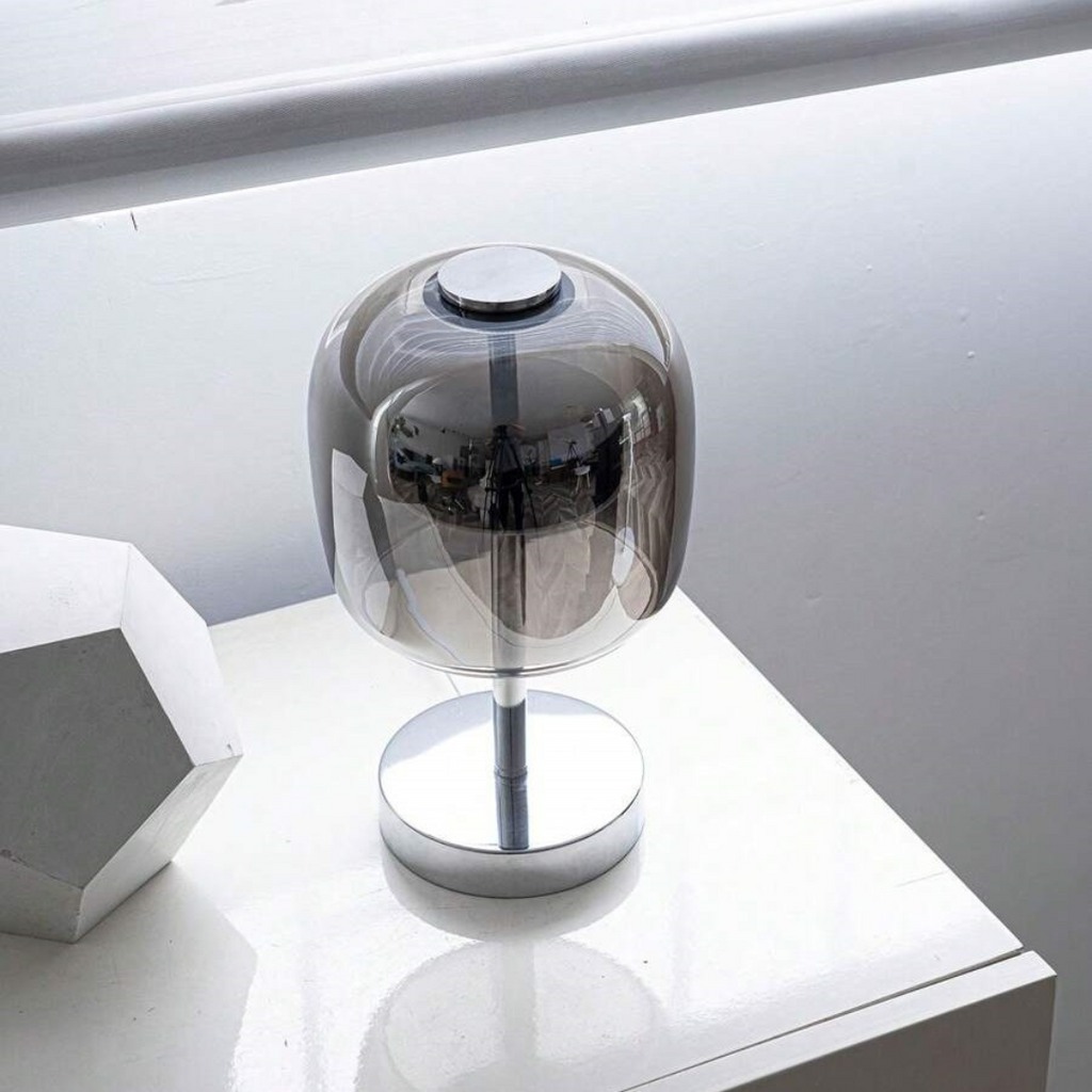 LumaArc Table Lamp With Dimmable LED Glass Shade and Metal Base