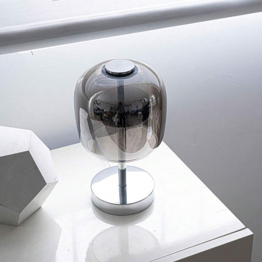 LumaArc Table Lamp With Dimmable LED Glass Shade and Metal Base