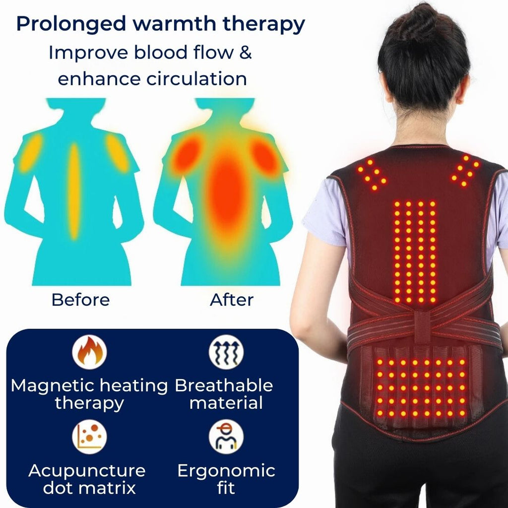 ThermaPosture zelfverwarmende rugbrace met verstelbare houdingscorrector