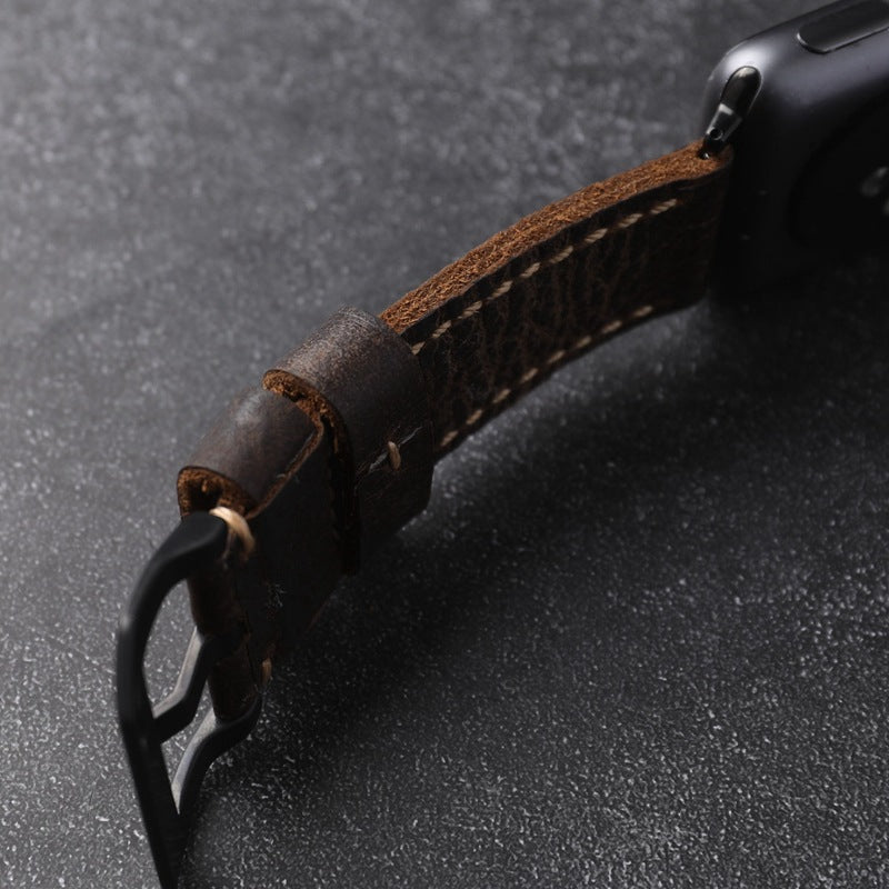 Heritage Hide handgefertigtes Rindslederarmband aus erstem Narbenleder für die Apple Watch