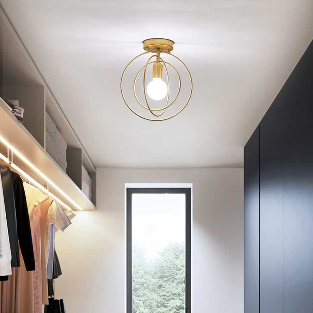 Luz de Techo AureaHalo en Forma de Anillo Dorado para Pasillos con Diseño Minimalista