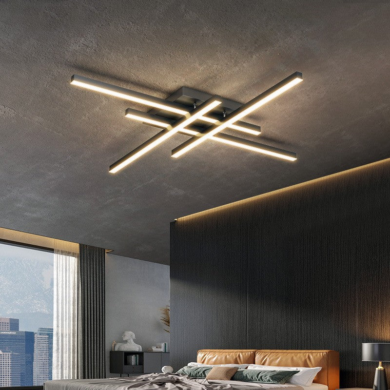 Lampada a quattro luci con moduli LED per soffitto, luminosità dimmerabile, finitura bianca e nera
