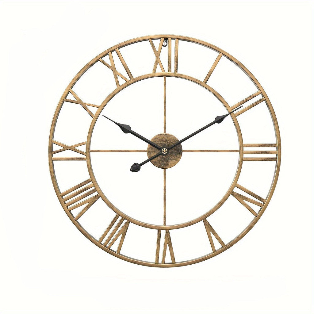 Serenetime Classic Rund Vægur med Metalramme til Soveværelse, Stille