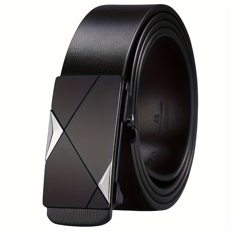 Men's Adjustable Cowhide Leather Belt With Automatic Buckle