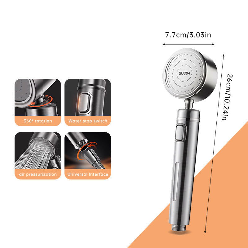 Cabeça de Chuveiro Portátil Steelrain em Aço Inoxidável com Jato Potente