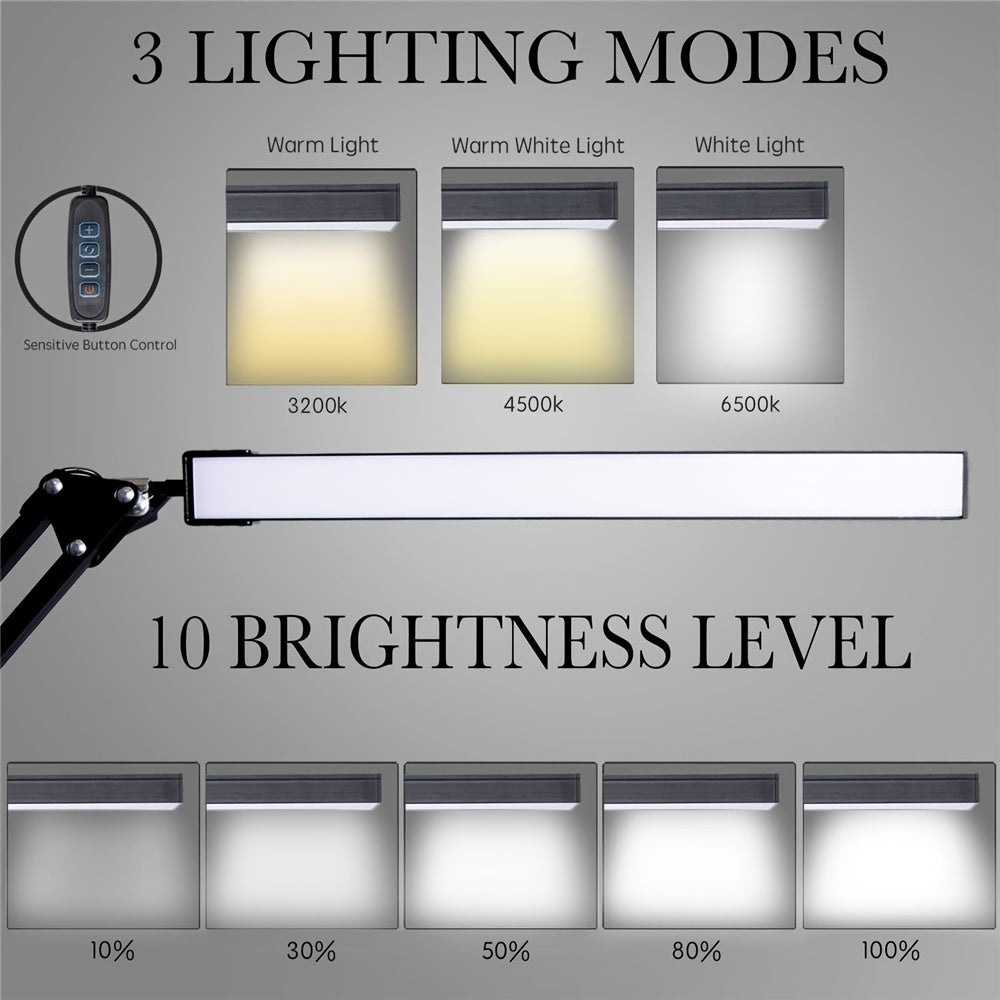 Flexiglow Clip-On LED Lamp With Adjustable Brightness and 3 Color Temperatures, 10 Levels