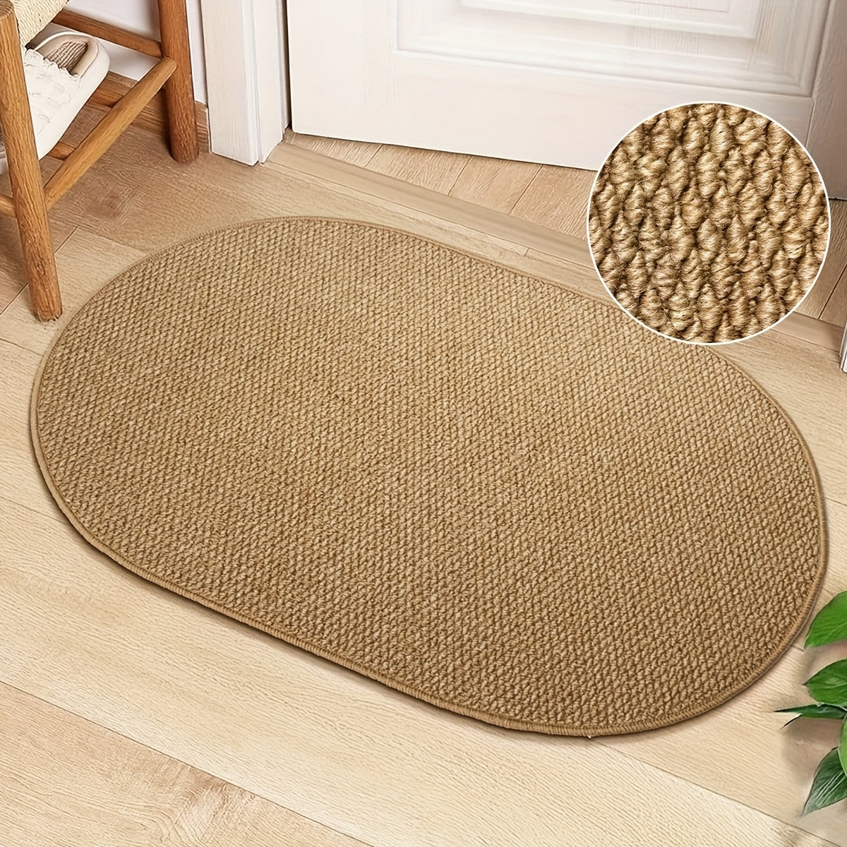ScandiRoots Oval Rug Brown Nordic Style for Entryways and Bathrooms