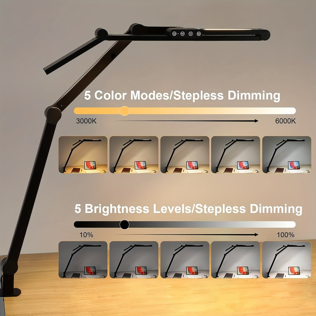 Lumiclamp 24W Ayarlanabilir LED Masa Lambası, Odaklanmış Çalışma İçin Kelepçeli