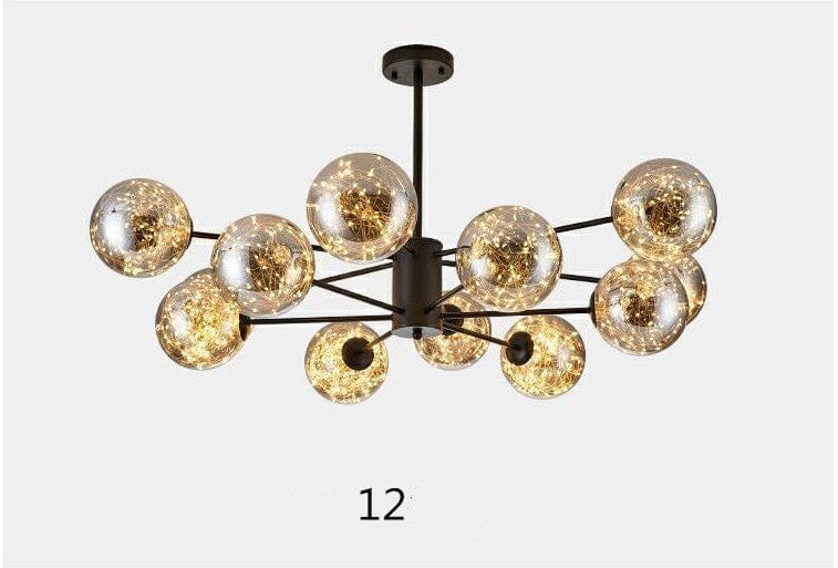 Luminex glazen kroonluchter met ijzeren frame LED-gloed 12 of 16 armen
