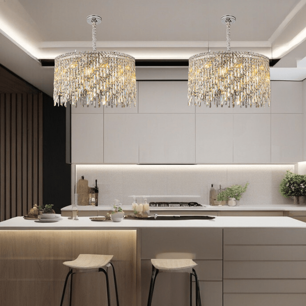 Candelabru Elara Cristal cu Cristale K9 și Lumină Caldă