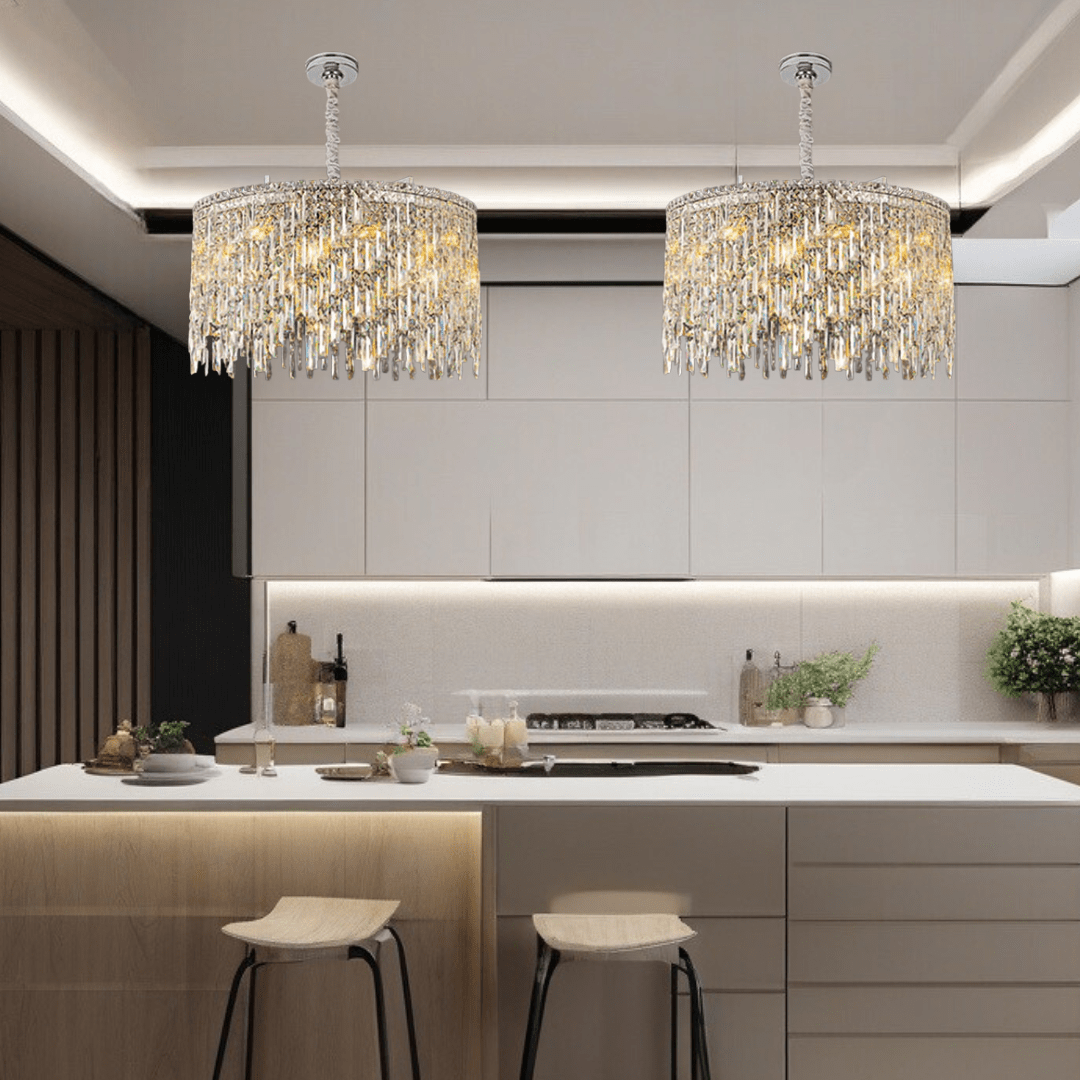 Candelabru Elara Cristal cu Cristale K9 și Lumină Caldă