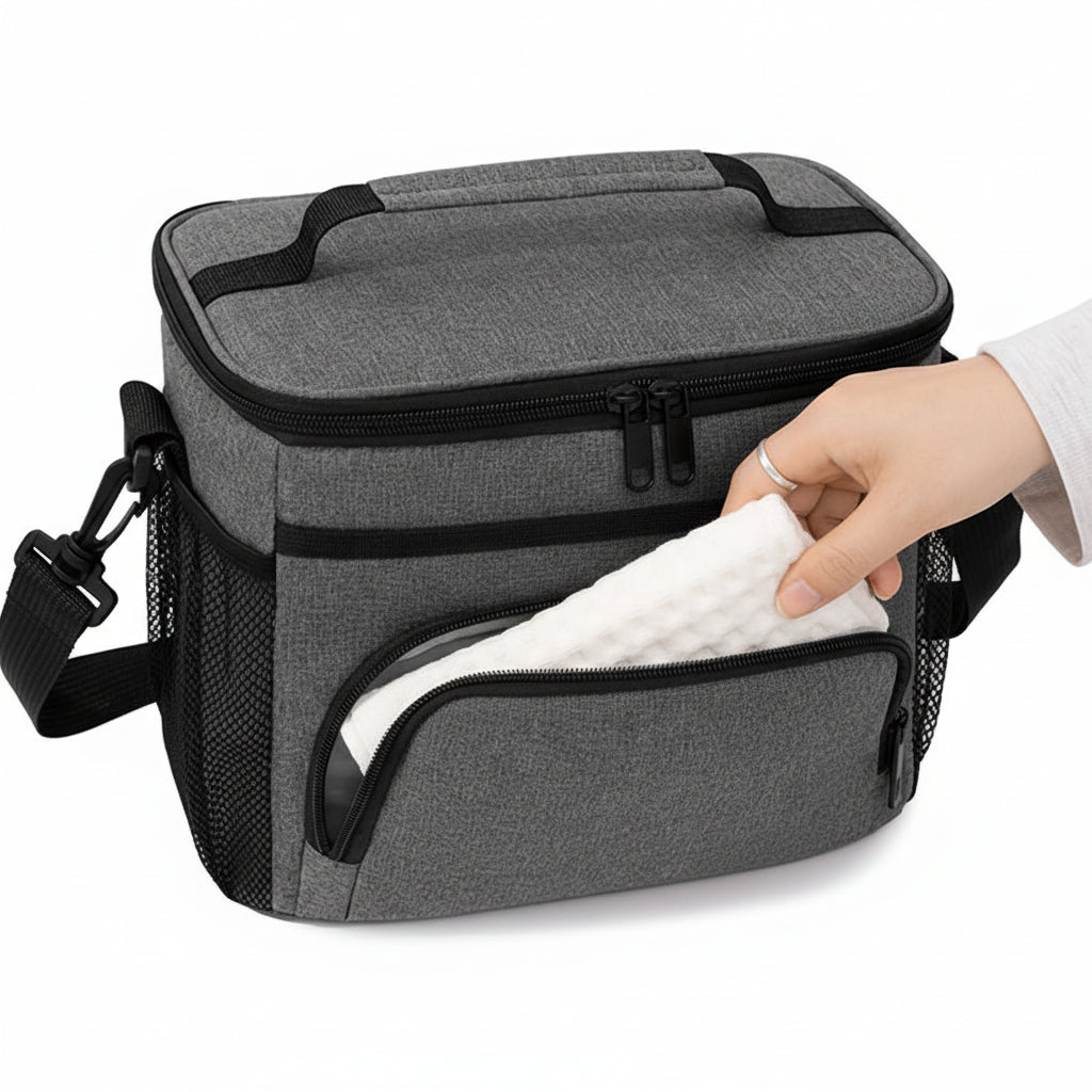 Thermovia obědová taška, zapínání na zip, nastavitelný popruh v ceně